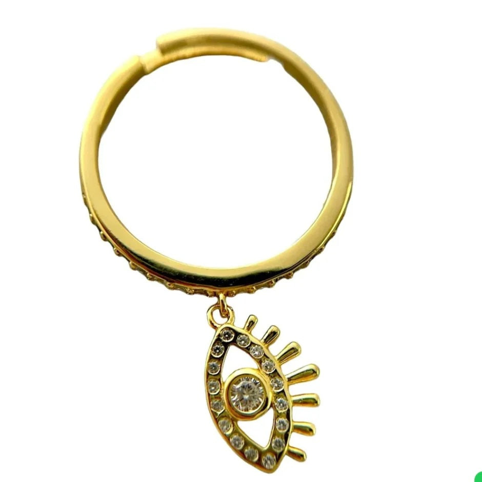 Anel Ajustável Banhado a Ouro Zircônia