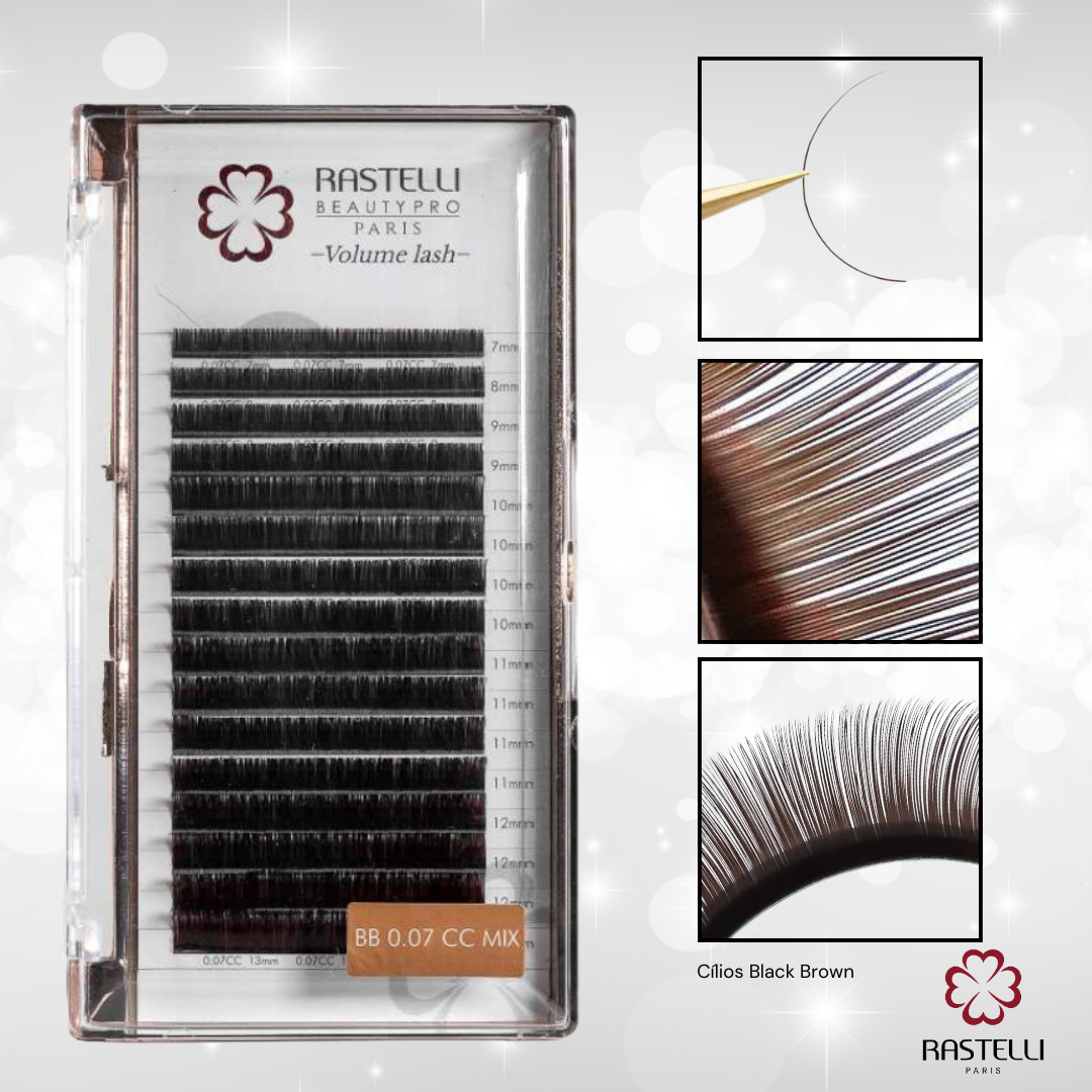 Extensões de Cílios Marrom 0,07 - Moka - Chocolate e Black Brown